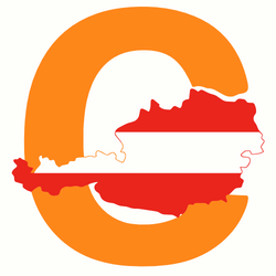 Zeichnung: Das Orange C von Contao in dem Österreich "liegt"